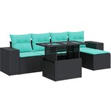  6-dijelni set vrtnih sofa s jastucima crni od poliratana bagrem | Eponuda.com