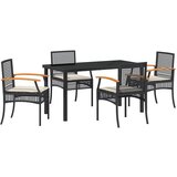 vidaXL 5-delni vrtni jedilni set z blazinami Črni poli ratan, (22115948) | Shoptok.si