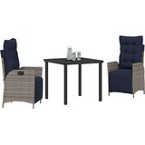  Vrtni set za objed s jastukom 3 pcs Siva i crna Ratan | shoptok.hr