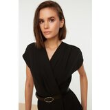 Trendyol Black Belted Double Breasted Collar Jumpsuit | shoptok.hr