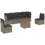  The Living Store Vrtna sedežna garnitura 7-delna z blazinami siv poli ratan - Vrtna Sedežna Garniture, (21450915) | Shoptok.si