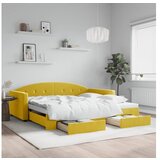 vidaXL Dnevni krevet na razvlačenje s ladicama žuti 100x200 cm baršun | shoptok.hr