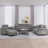 vidaXL 4-dijelni set sofa s jastucima tamnosivi od mikrovlakana | shoptok.hr