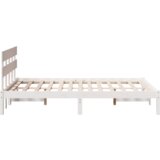 vidaXL Beli posteljni okvir z naslonom 140x190 cm trdi bor | Shoptok.si