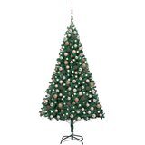 vidaXL Umjetno osvijetljeno božićno drvce s kuglicama zeleno 240cm PVC | shoptok.hr