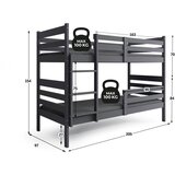 BMS Dječji drveni krevet na kat Eryk s ladicom 200x90 cm, grafit, s madracima od PE pjene 8 cm | shoptok.hr