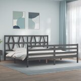  Okvir za krevet s uzglavljem sivi 200 x 200 cm od masivnog drva | shoptok.hr