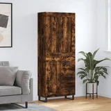 vidaXL Visoka komoda dimljen hrast 69,5x34x180 cm inženirski les
