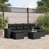  7-dijelni set vrtnih sofa od poliratana s jastucima crni | shoptok.hr