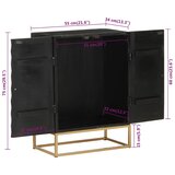  Komoda crna 55 x 34 x 75 cm od masivnog drva manga i željeza | shoptok.hr