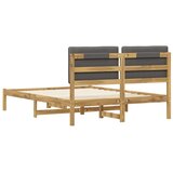  Krevetni okvir s tapiciranim uzglavljem - Bijelo prana i svijetlosiva 140 x 190 cm | shoptok.hr