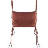 Trendyol Brown Pleated Bikini Top | shoptok.hr
