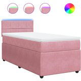 vidaXL Box spring postelja z vzmetnico roza 90x200 cm žamet, (21308710) | Shoptok.si