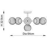  Endon 103171 - Luster na šipci ALLEGRA 6xE14/7W/230V mesing/prozirno | Eponuda.com