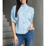 Gemre Women's blue short-sleeve sweater with decorative buttons Shela | shoptok.hr