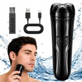  Moški aku. električni brivnik 3 glave za obraz in brado USB črn | Shoptok.si