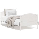 vidaXL Posteljni okvir z vzglavjem bel 90x200 cm trdna borovina Cene