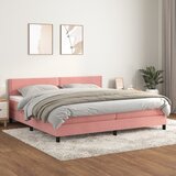 Krevet s oprugama i madracem ružičasti 200x200 cm baršunasti | Eponuda.com