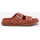 Boto Women's Sandals With Buckles And Decorative Stitching Camel Visley | Shoptok.si