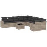 Maison Chic Seti vrtnega pohištva - Vrtna garnitura - Vrtni pohištvo set 11-delna z blazinami sv. siv poli ratan, (21811292) | Shoptok.si