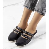 Gemre Black flip-flops adorned with studs Asselt | Shoptok.si