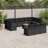  14-dijelni set vrtnih sofa s jastucima poliratan crni | shoptok.hr