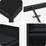 vidaXL set od 5 dijelova za objedovanje u vrtu s jastučićima crni poli ratan, vrtni stol crni 160x80x73 cm kaljeno staklo | shoptok.hr