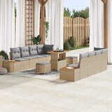 vidaXL 11-delni vrtni set sof z blazinami bež poli ratan akacija | Shoptok.si