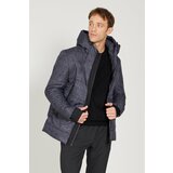 ALTINYILDIZ CLASSICS Men's Anthracite Standard Fit Regular Cut Hooded Patterned Coat Cene