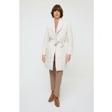 Trendyol Mink Belted Shawl Collar Quilted Coat Cene