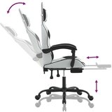  Igraća stolica od umjetne kože s osloncem za noge Bijela i crna | shoptok.hr