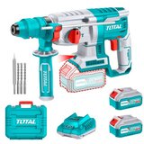 Total Akumulatorski udarni čekić 26mm/ SDS Plus/5000bpm/2,5J/ INDUSTRIAL (SET Baterija 2x4Ah, Punjač, Kofer) (TRHLI202289) | shoptok.hr