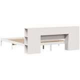 vidaXL Knjižna postelja brez vzmetnice bela 200x200 cm trdna borovina | Shoptok.si