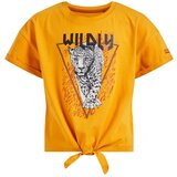 WE Fashion Majica oker / žafran / črna / bela | Shoptok.si