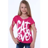 FASARDI Girl's blouse with short sleeves and amaranth inscription