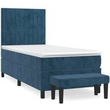 Maison Chic Box spring postelja - Vzmetna postelja z vzmetnico temno modra 80x200 cm žamet SL20711, (21892860) | Shoptok.si