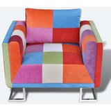Motiv Kockasta Fotelja s Kromiranim Nogama Patchwork Dizajn Tkanina | shoptok.hr