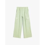 Koton Linen Trousers Wide Leg Cargo Pocket Elastic Waist | shoptok.hr