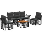  Set vanjskih sofa 6 kom. Crna i tamno siva Poliester | shoptok.hr