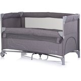 Chipolino putni krevetić RELAX sa spuštajućom bočnom stranicom Charcoal Linen | shoptok.hr