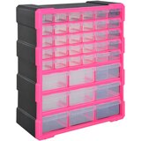Durhand Plastična omara s 39 prozornimi predali, za namestitev na steno ali tla, 38x16x47,5cm, roza, (20754134) | Shoptok.si