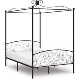  Posteljni okvir z ogrodjem za baldahin črn kovinski 120x200 cm, (20644534) | Shoptok.si