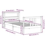 vidaXL Posteljni okvir z vzglavjem bel 75x190 cm trdna borovina, (21292586) | Shoptok.si