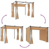  Sjenica sa zastorima 3 x 3 m smeđe-siva čelična | shoptok.hr
