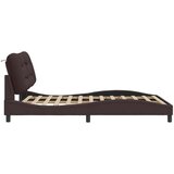  Posteljni okvir z LED lučkami temno rjav 140x200 cm tkanina | Shoptok.si