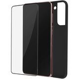 AVIZAR Popolna zašcita Samsung Galaxy S22, mat crna silikonska torbica, kaljeno steklo proti prstnim odtisom, (20632590) | Shoptok.si