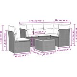  6-dijelni set vrtnih sofa s jastucima crni od poliratana | shoptok.hr