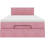 vidaXL Otomanski posteljni okvir z vzmetnico roza 120x190 cm žamet | Shoptok.si