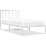 Maison Chic Kovinski Posteljni okvir - Enojna postelja - Postelja za odrasle z vzglavjem bel 90x200 cm, (21693943) Cene