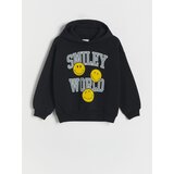 Reserved pulover s kapuco SmileyWorld® - črna Cene